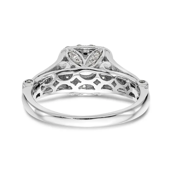 Goldiacom Rings 14K White Gold Simulated Diamond Halo Engagement Ring