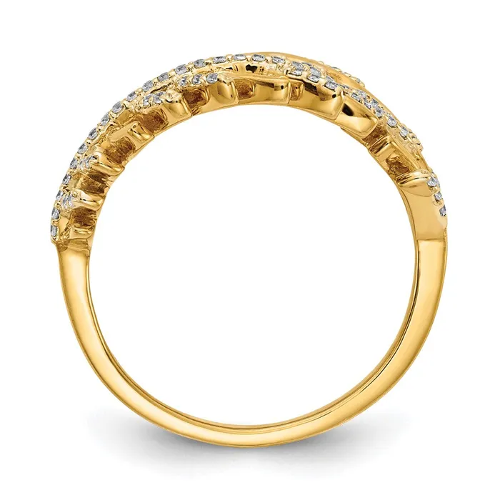 Goldiacom Rings 14K Yellow Gold Real Diamond Fancy Feather Ring