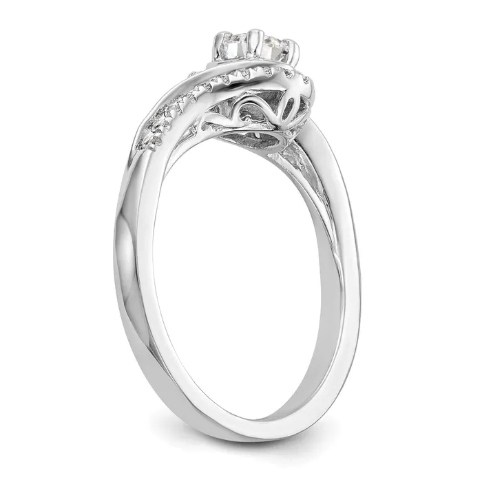 Goldiacom Rings 34 Ct Natural Diamond ByPass Style Bridal Engagement Ring Set 14K White Gold