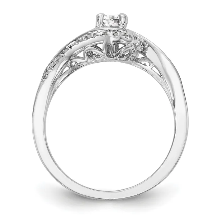 Goldiacom Rings 34 Ct Natural Diamond ByPass Style Bridal Engagement Ring Set 14K White Gold