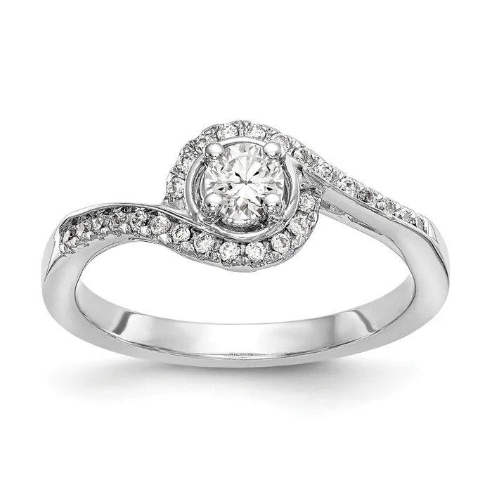 Goldiacom Rings 34 Ct Natural Diamond ByPass Style Bridal Engagement Ring Set 14K White Gold