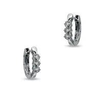 Goldia Diamond Accent Three Stone Hoop Earrings in Sterling Silver Earrings