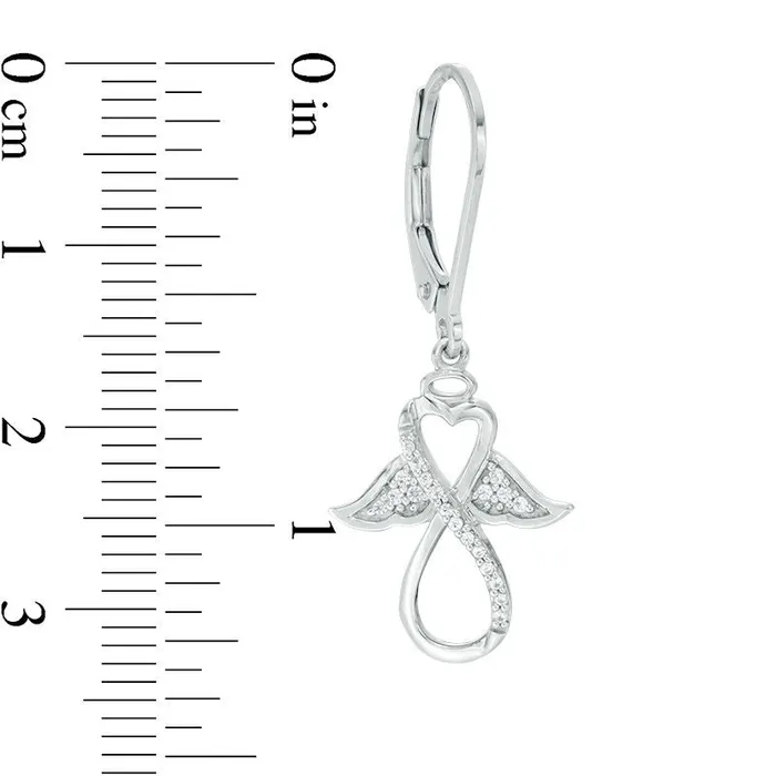 Goldia Earrings 013 CT TW Diamond Sideways HeartTop Infinity Angel Drop Earrings in 10K White Gold Goldia Earrings 013 CT TW Diamond Sideways HeartTop Infinity Angel Drop Earrings in 10K White Gold