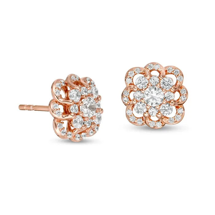 Goldia Earrings 05 CT TW Composite Diamond Scallop Flower Stud Earrings in 10K Rose Gold Goldia Earrings 05 CT TW Composite Diamond Scallop Flower Stud Earrings in 10K Rose Gold