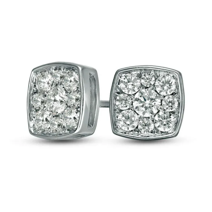 Goldia Earrings 075 CT TW Diamond Cushion Frame Stud Earrings in 10K White Gold Goldia Earrings 075 CT TW Diamond Cushion Frame Stud Earrings in 10K White Gold