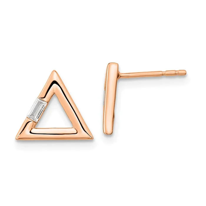 Goldia Earrings 14k Rose Gold Polished Triangle Real Diamond Post Earrings Goldia Earrings 14k Rose Gold Polished Triangle Real Diamond Post Earrings