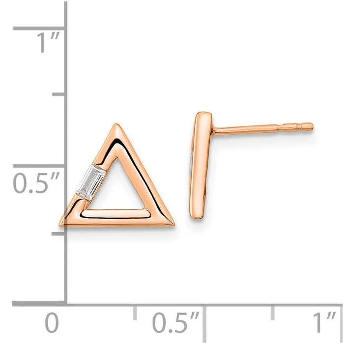 Goldia Earrings 14k Rose Gold Polished Triangle Real Diamond Post Earrings