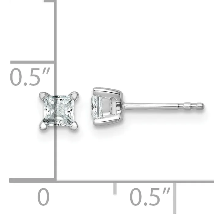 Goldia Earrings 14k White Gold 12 ctw Certified Lab Grown Diamond VSSI G Princess 4 Prong Heavy Wt Stud Earrings