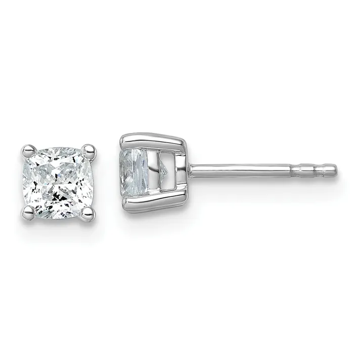 Goldia Earrings 14k White Gold 1 ctw Lab Grown Diamond VSSI G Cushion 4 Prong Heavy Wt Stud Earrings Goldia Earrings 14k White Gold 1 ctw Lab Grown Diamond VSSI G Cushion 4 Prong Heavy Wt Stud Earrings