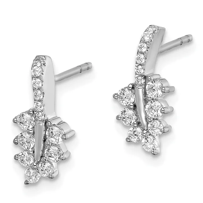 Goldia Earrings 14k White Gold 38 Ct Lab Grown Diamond VSSI G Leaf Post Earrings