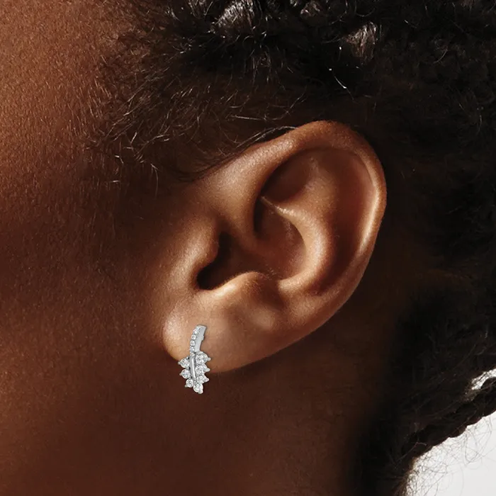 Goldia Earrings 14k White Gold 38 Ct Lab Grown Diamond VSSI G Leaf Post Earrings