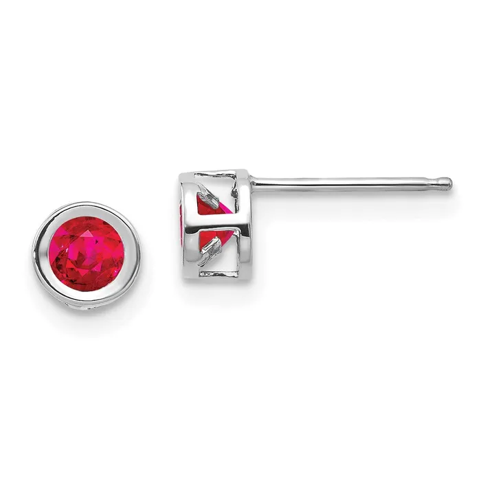 Goldia Earrings 14k White Gold 4mm July Ruby Earrings