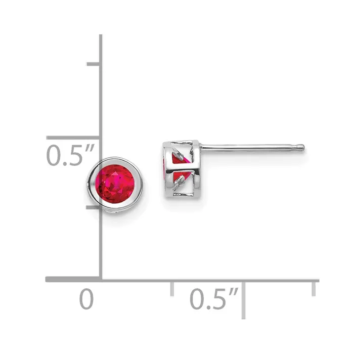 Goldia Earrings 14k White Gold 4mm July Ruby Earrings