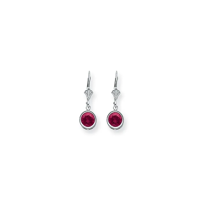 Goldia Earrings 14k White Gold 6mm Pink Tourmaline leverback earring