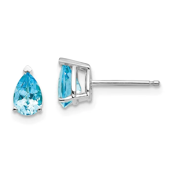 Goldia Earrings 14k White Gold 6x4mm Pear Blue Topaz Earrings