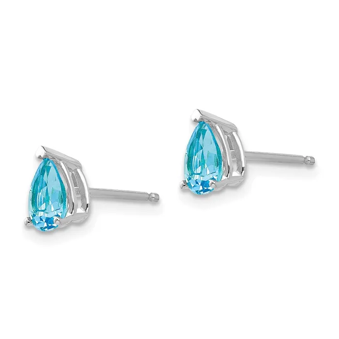 Goldia Earrings 14k White Gold 6x4mm Pear Blue Topaz Earrings