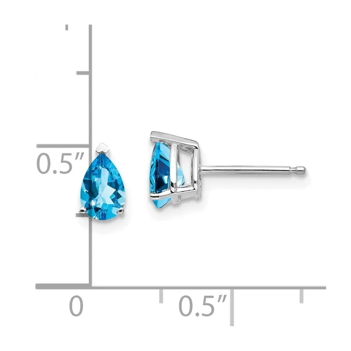 Goldia Earrings 14k White Gold 6x4mm Pear Blue Topaz Earrings