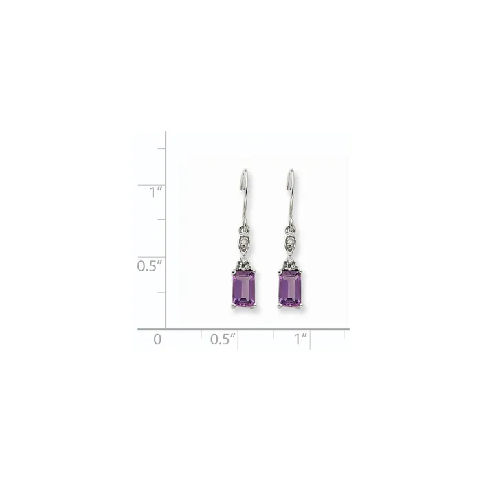 Goldia Earrings 14k White Gold Amethyst u0026 Real Diamond Dangle Earrings