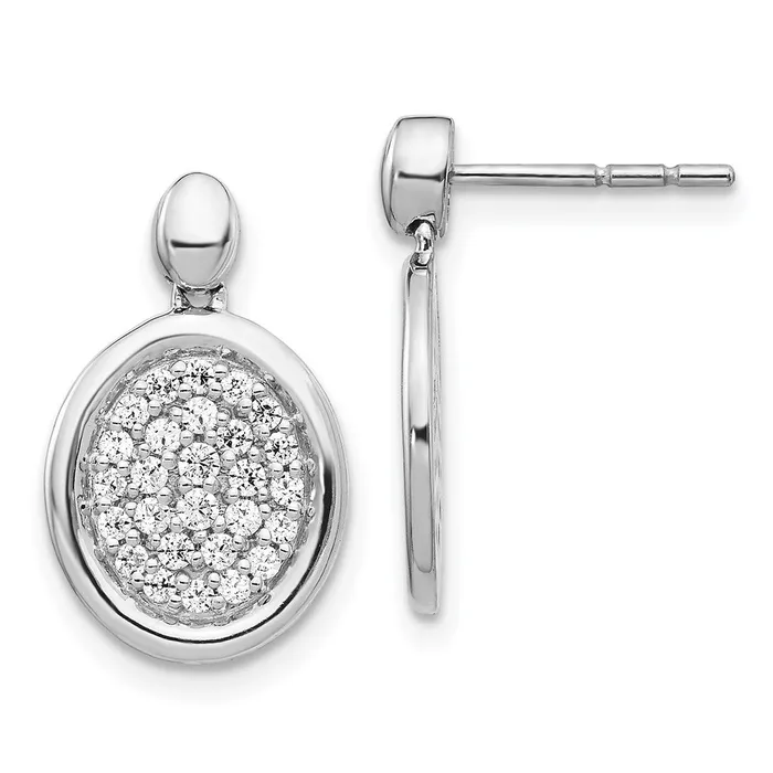 Goldia Earrings 14k White Gold Real Diamond Fancy Oval Post Earrings