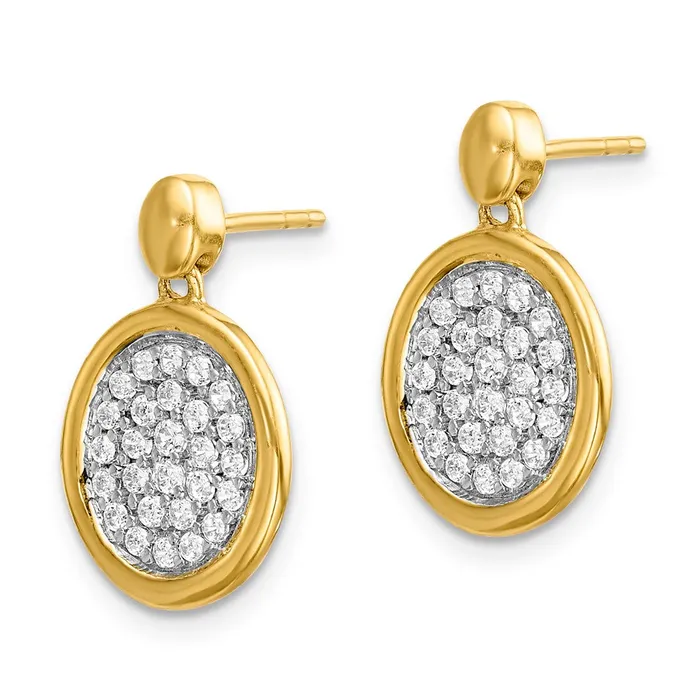 Goldia Earrings 14k White Gold Real Diamond Fancy Oval Post Earrings