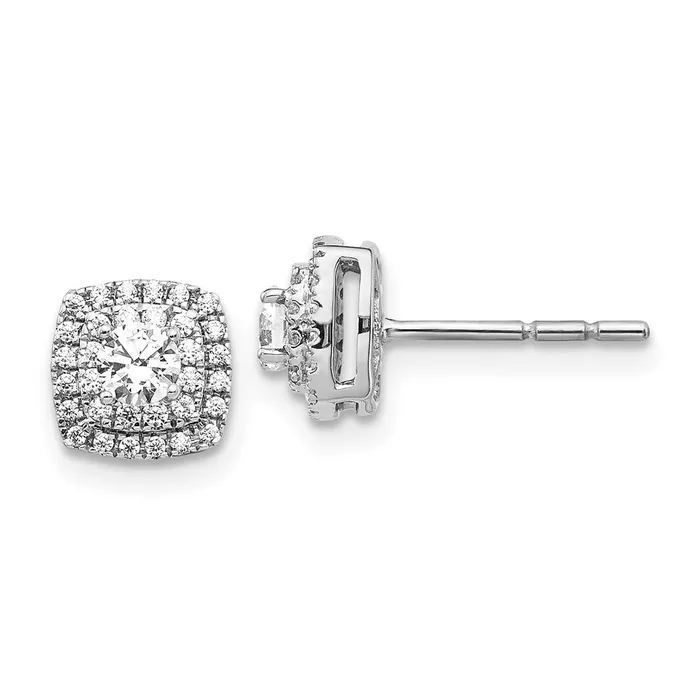 Goldia Earrings 14k White Gold Real Diamond Halo Post Earrings