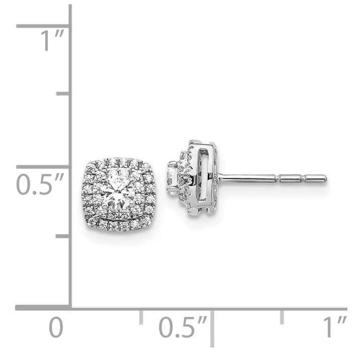 Goldia Earrings 14k White Gold Real Diamond Halo Post Earrings