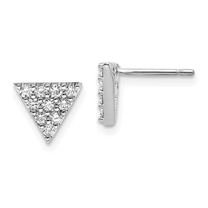 Goldia Earrings 14k White Gold Real Diamond Triangle Earrings