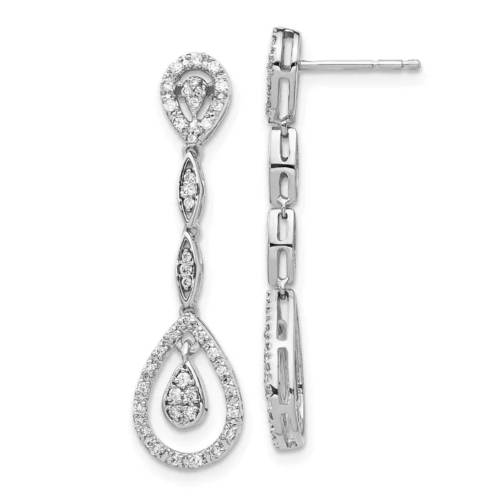 Goldia Earrings 14k White Gold Teardrop Real Diamond Dangle Earrings
