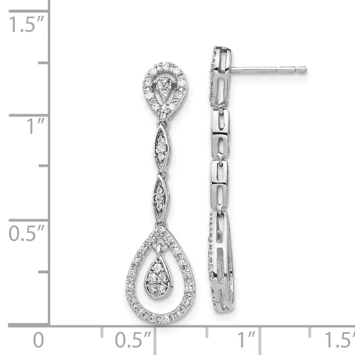 Goldia Earrings 14k White Gold Teardrop Real Diamond Dangle Earrings