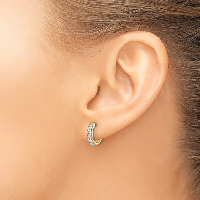 Goldia Earrings 14k Yellow Gold 12 Ct Lab Grown Diamond VSSI G Hinged Hoop Earrings