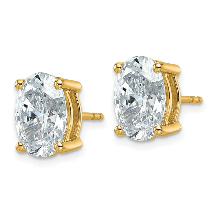 Goldia Earrings 14k Yellow Gold 5 ctw Lab Grown Diamond VSSI G Oval 4 Prong Heavy Wt Stud Earrings