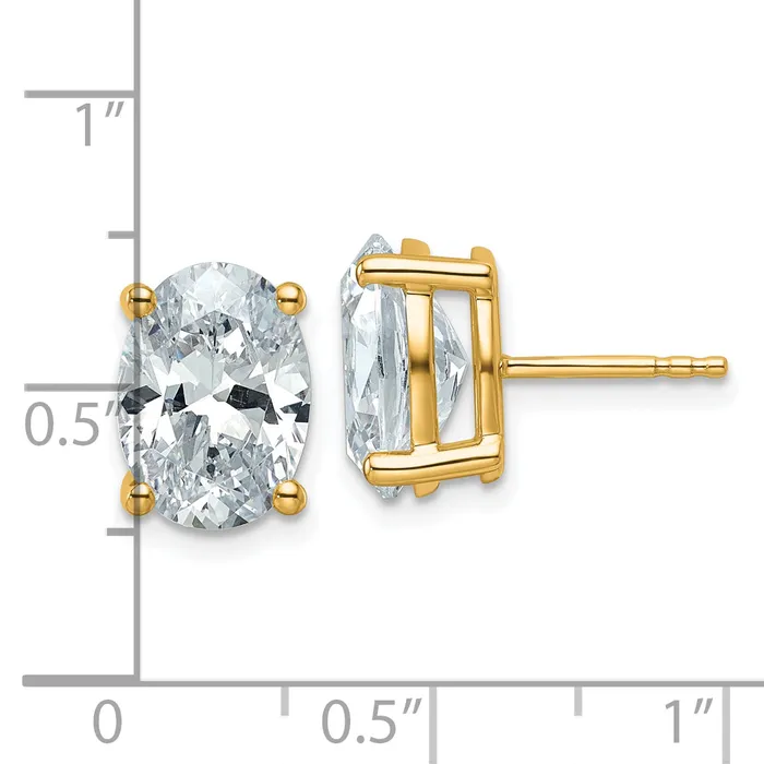 Goldia Earrings 14k Yellow Gold 5 ctw Lab Grown Diamond VSSI G Oval 4 Prong Heavy Wt Stud Earrings