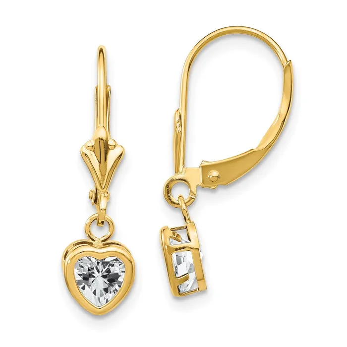 Goldia Earrings 14k Yellow Gold 5mm Heart Cubic Zirconia Earrings