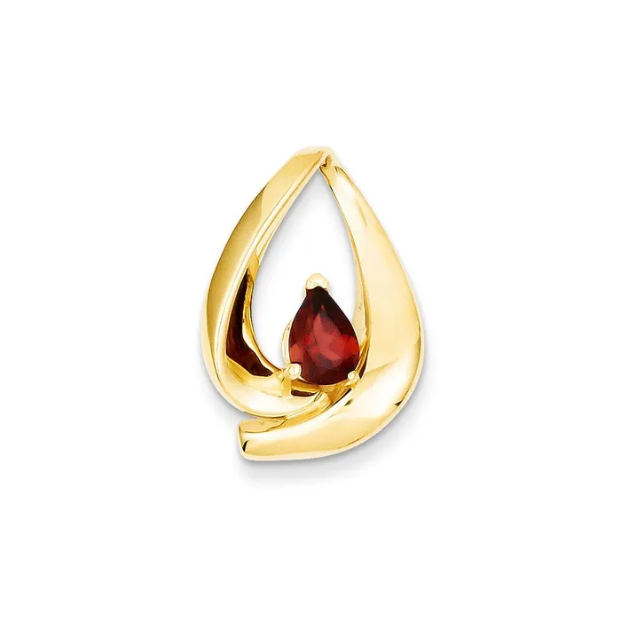 Goldia Earrings 14k Yellow Gold 7x5mm Pear Garnet Slide