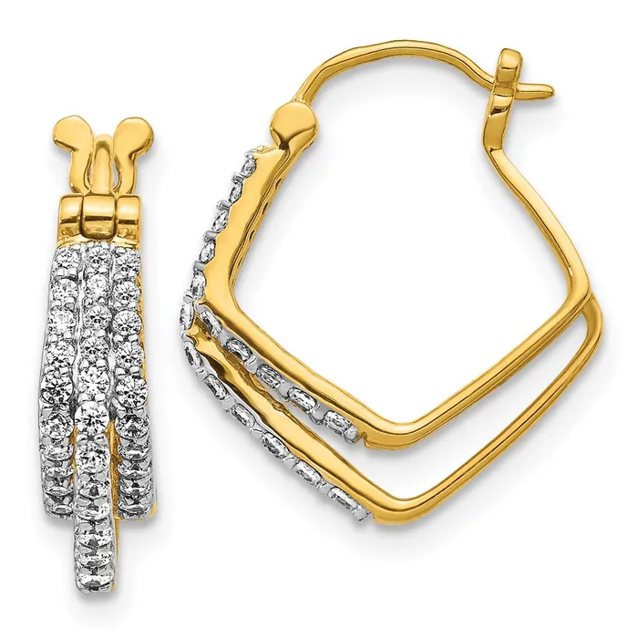 Goldia Earrings 14k Yellow Gold Real Diamond Hoop Earrings