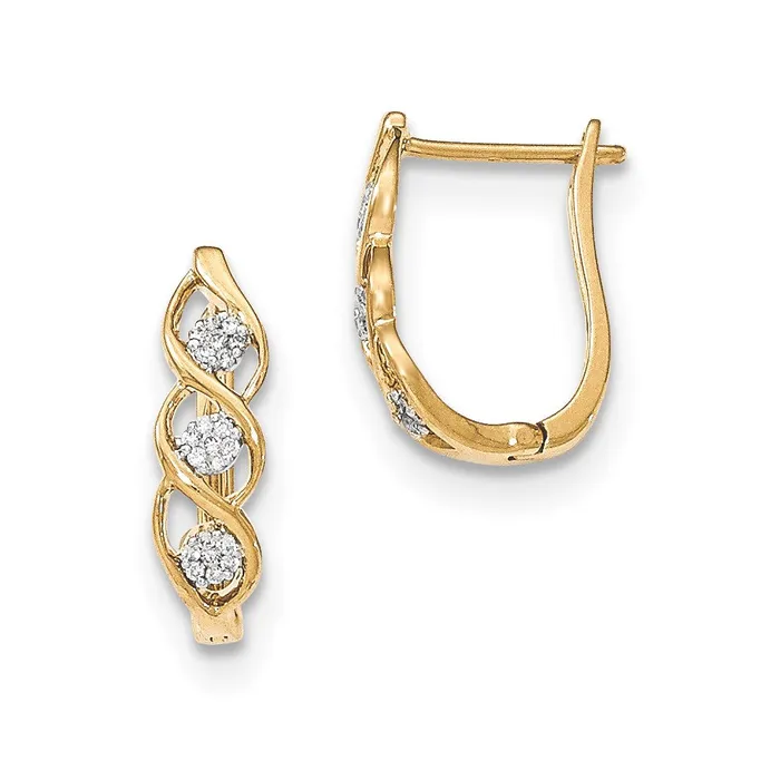 Goldia Earrings 14k Yellow Gold Real Diamond Polished Hinged Post Earrings Goldia Earrings 14k Yellow Gold Real Diamond Polished Hinged Post Earrings