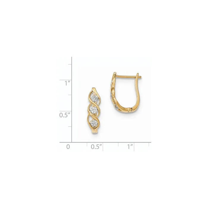 Goldia Earrings 14k Yellow Gold Real Diamond Polished Hinged Post Earrings