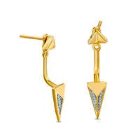Goldia Earrings Diamond Accent Pyramid FrontBack Earrings in Sterling Silver and 14K Gold Plate Goldia Earrings Diamond Accent Pyramid FrontBack Earrings in Sterling Silver and 14K Gold Plate