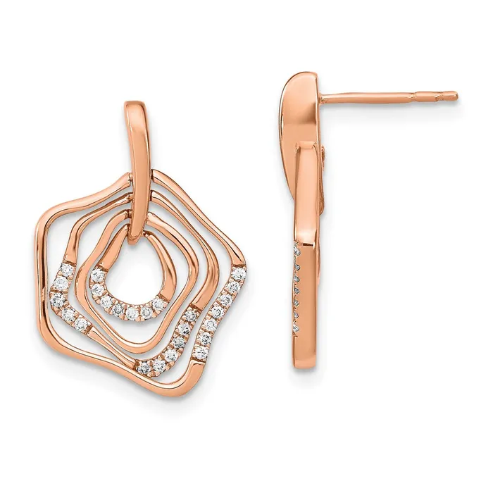 Goldia Earrings Solid 14k Rose Gold Polished Simulated CZ Fancy Swirl Post Earrings Goldia Earrings Solid 14k Rose Gold Polished Simulated CZ Fancy Swirl Post Earrings