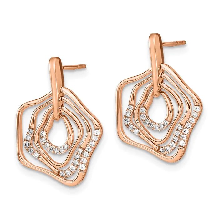 Goldia Earrings Solid 14k Rose Gold Polished Simulated CZ Fancy Swirl Post Earrings