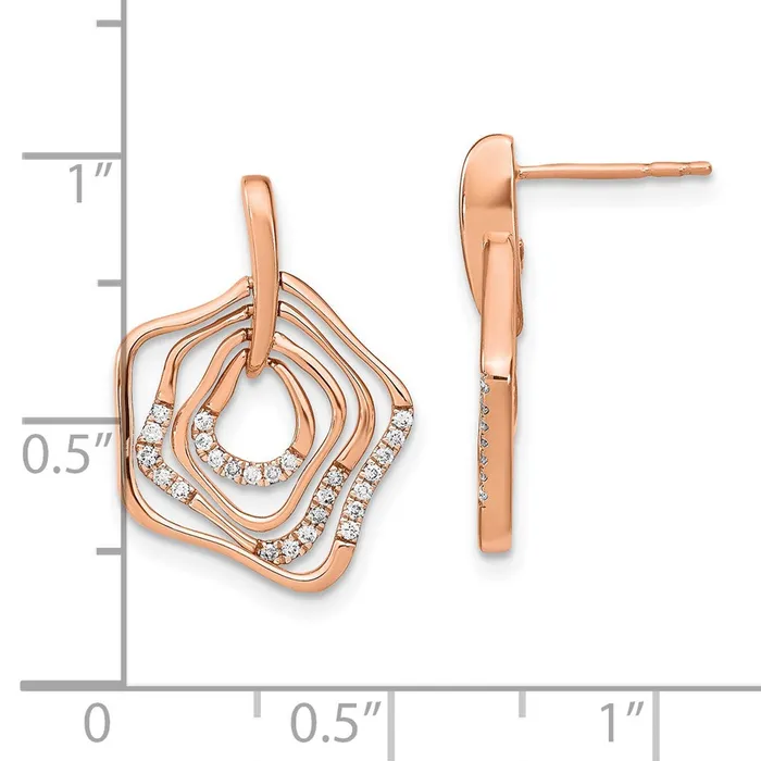 Goldia Earrings Solid 14k Rose Gold Polished Simulated CZ Fancy Swirl Post Earrings