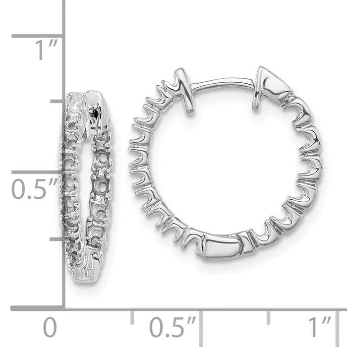 Goldia Earrings Solid 14k White Gold AA Simulated CZ Hinged Hoop Earrings Goldia Earrings Solid 14k White Gold AA Simulated CZ Hinged Hoop Earrings
