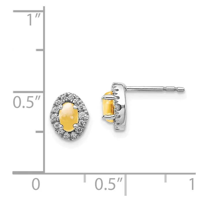 Goldia Earrings Solid 14k White Gold Simulated CZ and Cabochon Citrine Earrings Goldia Earrings Solid 14k White Gold Simulated CZ and Cabochon Citrine Earrings