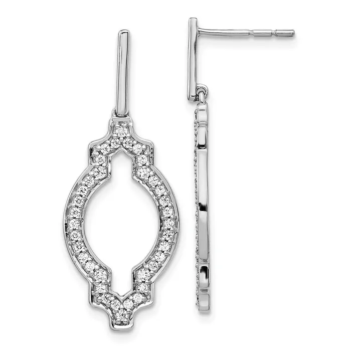 Goldia Earrings Solid 14k White Gold Simulated CZ Fancy Dangle Earrings