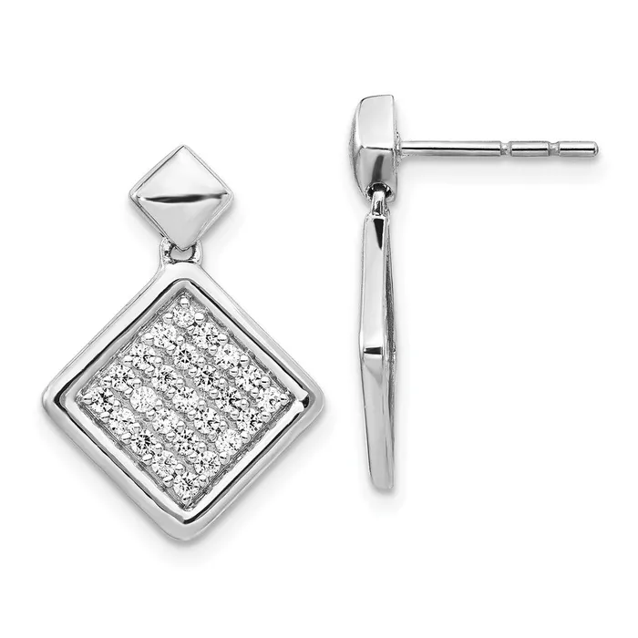Goldia Earrings Solid 14k White Gold Simulated CZ Fancy Square Post Earrings Goldia Earrings Solid 14k White Gold Simulated CZ Fancy Square Post Earrings