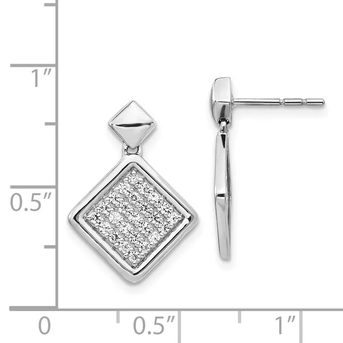 Goldia Earrings Solid 14k White Gold Simulated CZ Fancy Square Post Earrings