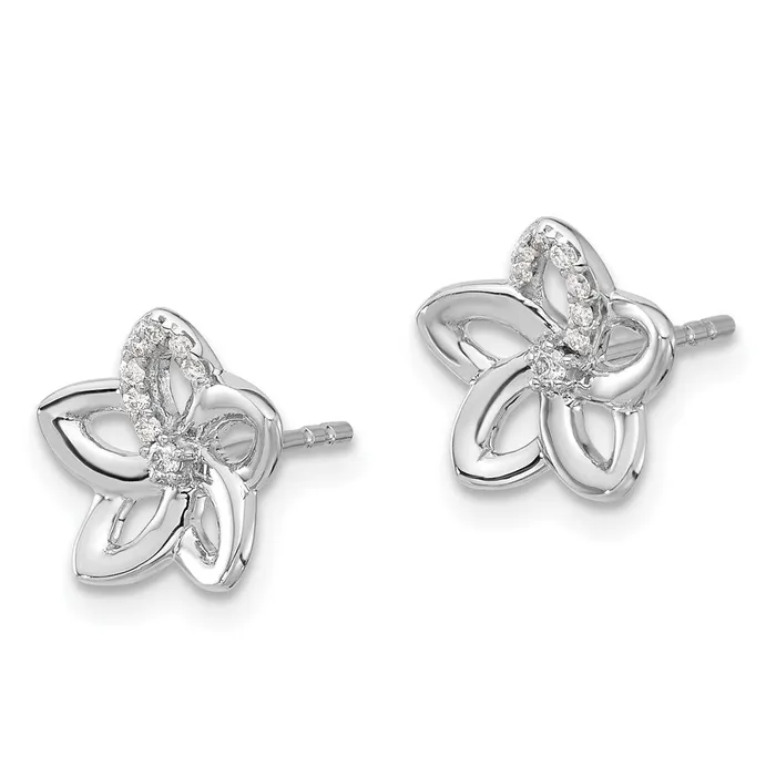 Goldia Earrings Solid 14k White Gold Simulated CZ Flower Earrings