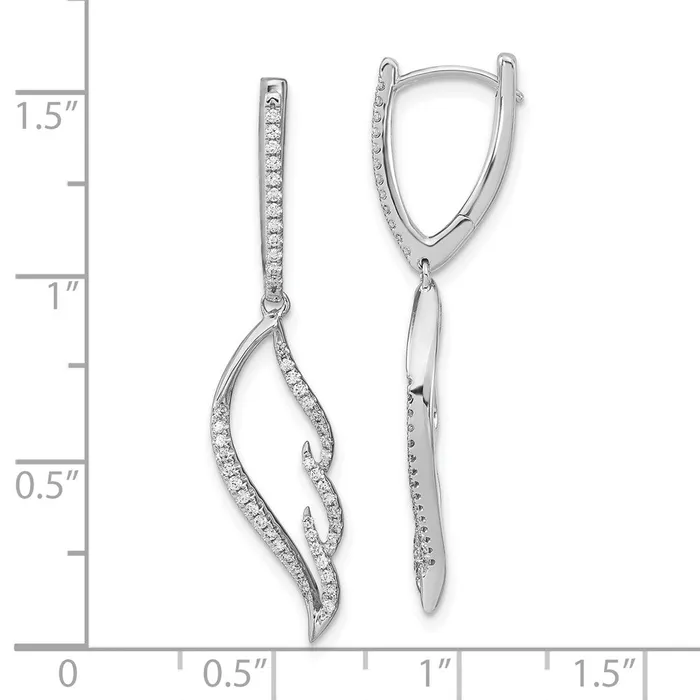 Goldia Earrings Solid 14k White Gold Simulated CZ Wing Hinged Hoop Dangle Earrings Goldia Earrings Solid 14k White Gold Simulated CZ Wing Hinged Hoop Dangle Earrings