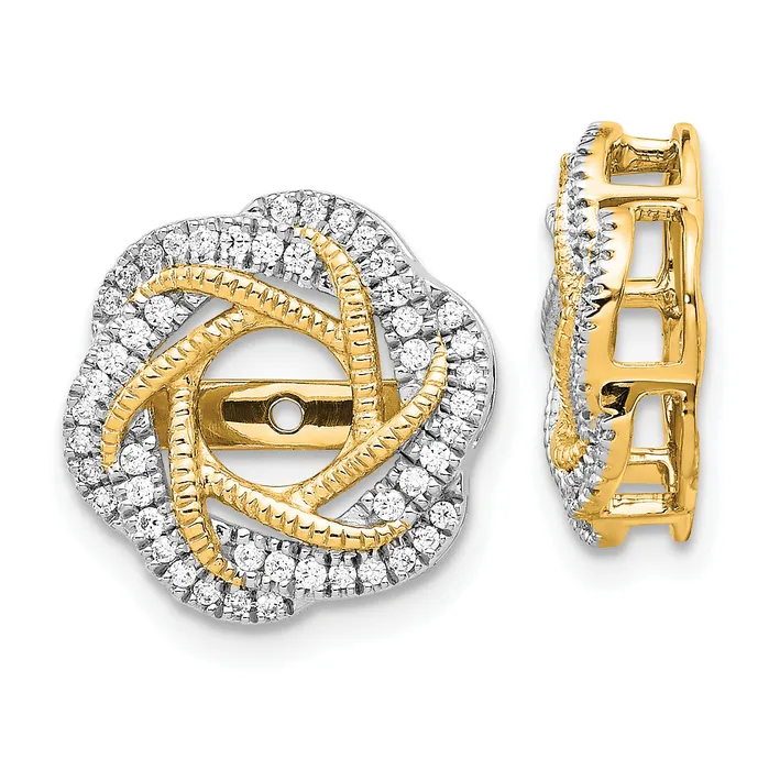 Goldia Earrings Solid 14k Yellow Gold Simulated CZ JacKet Earrings