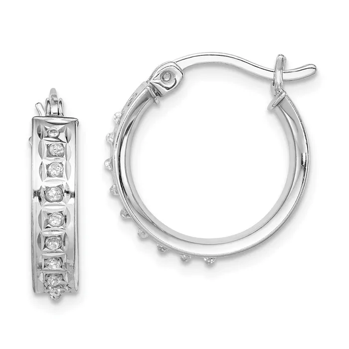 Goldia Earrings Sterling Silver Diamond Mystique Round Hoop Earrings